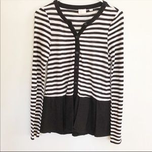 Anthropologie Postmark Striped Pleated Peplum Top